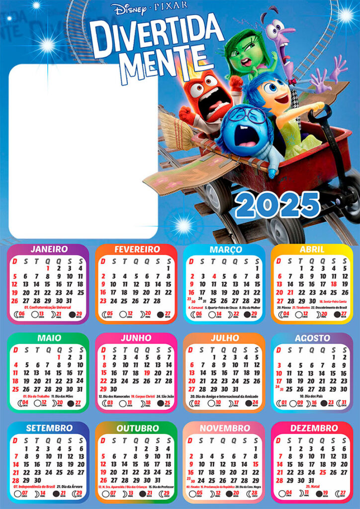 Calendário 2025 Divertidamente em PNG Arte Digital CalendárioLegal