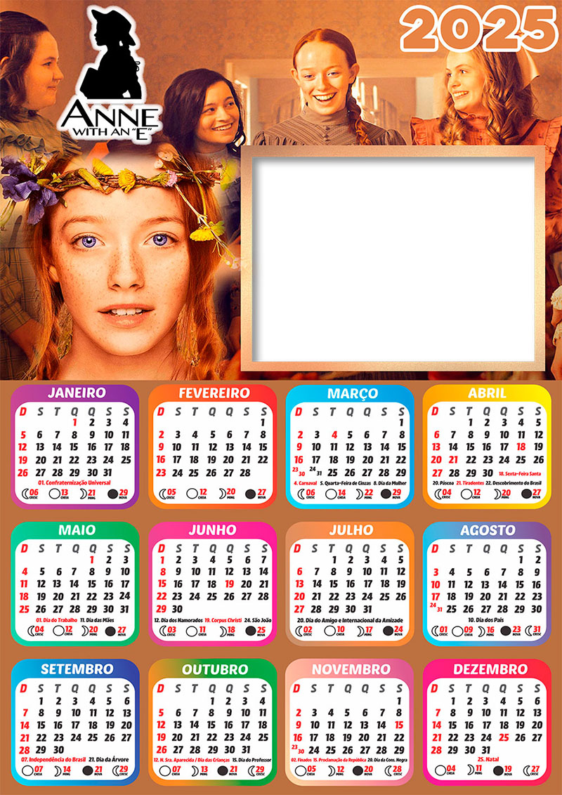 Calendário 2025 Anne With an E em PNG Arte Digital CalendárioLegal