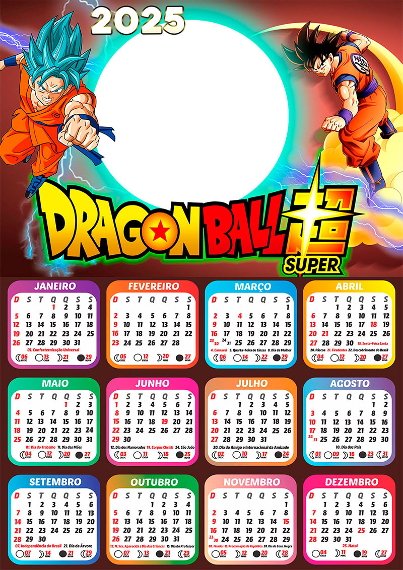 Calendário 2025 Dragon Ball Super em PNG Arte Digital CalendárioLegal