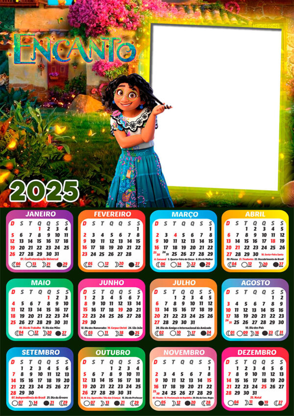 Calendário 2025 Encanto em PNG Arte Digital CalendárioLegal