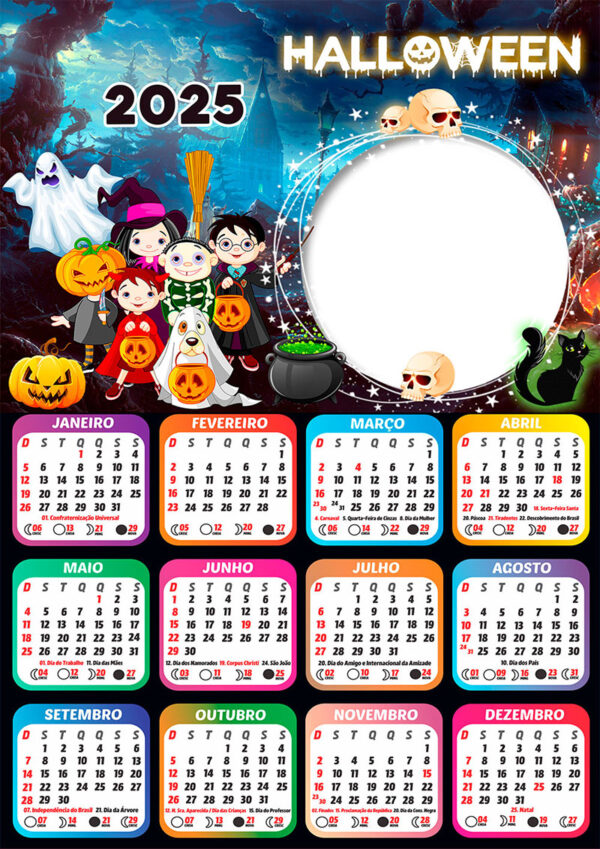 Calendário 2025 Halloween em PNG Arte Digital CalendárioLegal