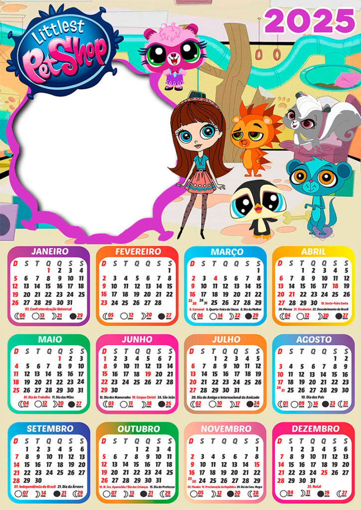 Calendário 2025 Littlest Pet Shop em PNG Arte Digital CalendárioLegal