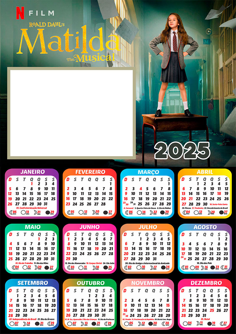 Calendário 2025 Matilda O Musical em PNG Arte Digital CalendárioLegal