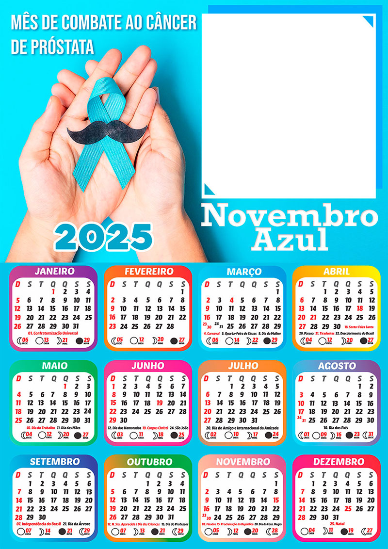 Calendário 2025 Novembro Azul em PNG Arte Digital CalendárioLegal