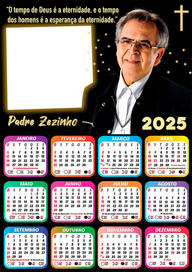 Calendário 2025 Padre Zezinho em PNG Arte Digital CalendárioLegal