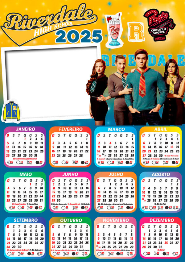 Calendário 2025 Riverdale High School em PNG Arte Digital CalendárioLegal