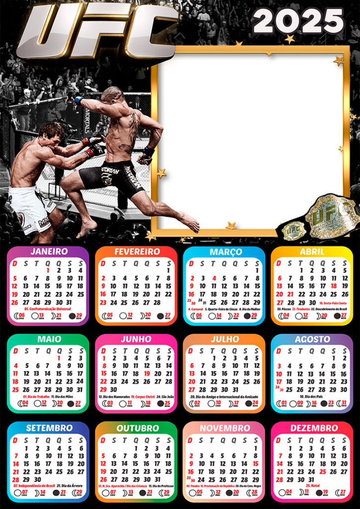 Calendário 2025 UFC em PNG Arte Digital CalendárioLegal