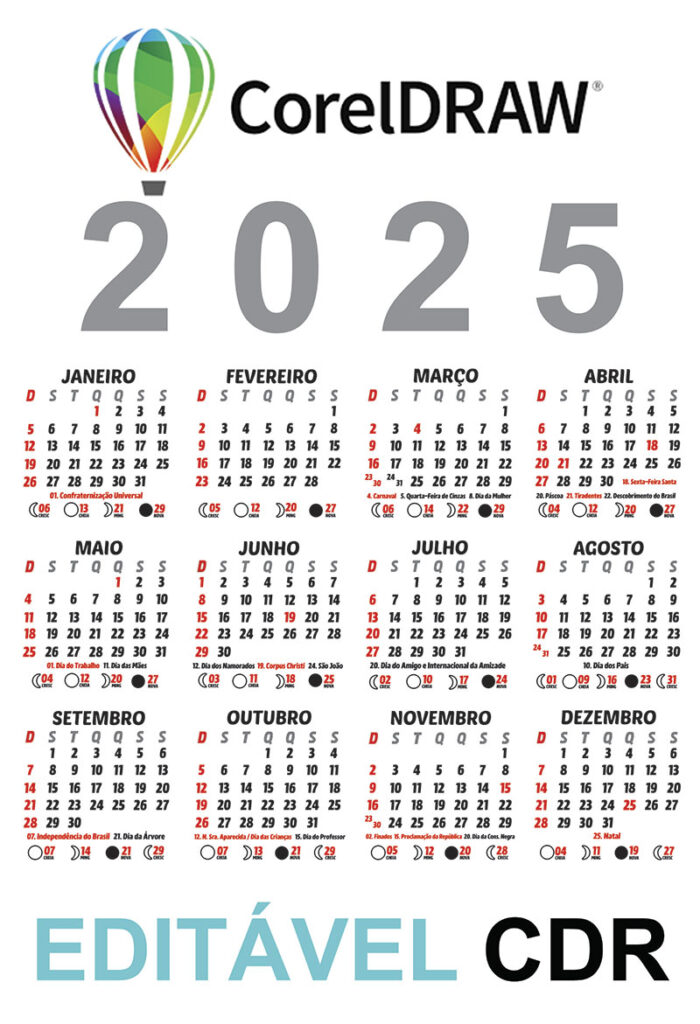 Base de Calendário 2025 em CDR para Editar CalendárioLegal