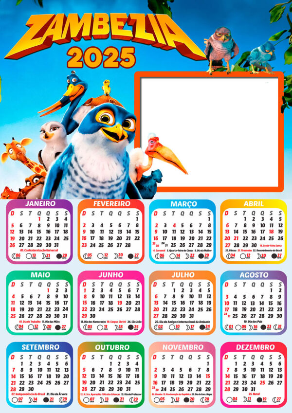 Calendário 2025 Zambezia em PNG Arte Digital