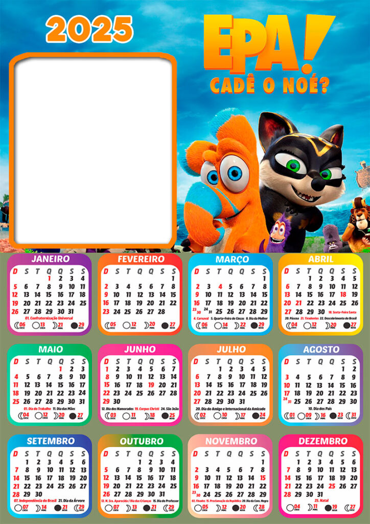 Calendário 2025 Epa! Cadê o Noé PNG Arte Digital CalendárioLegal