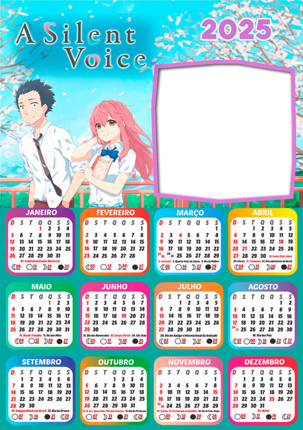 Calendário 2025 a Silent Voice PNG Arte Digital