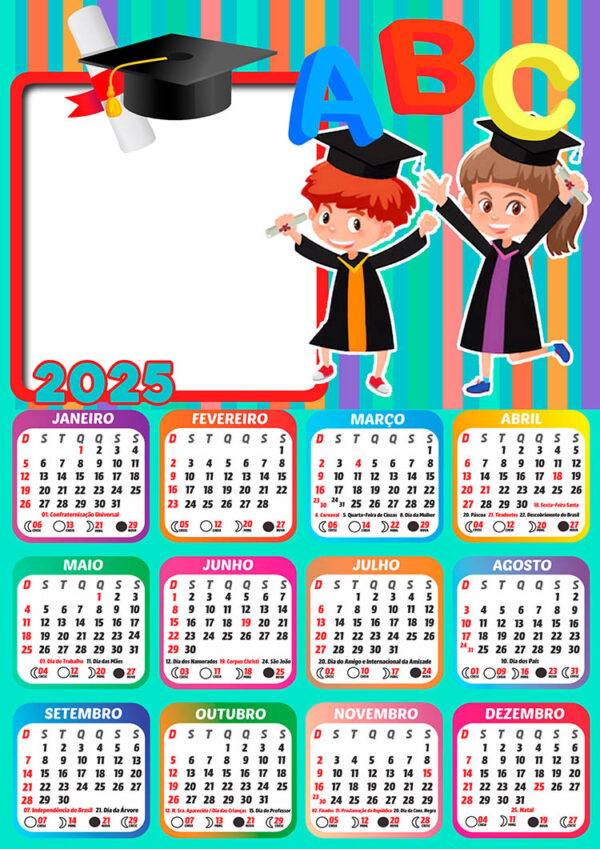 Calendário 2025 Formatura ABC PNG Arte Digital