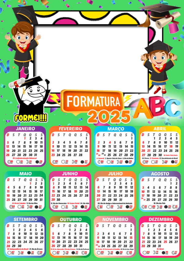 Calendário 2025 Formatura do ABC Formei PNG Arte Digital