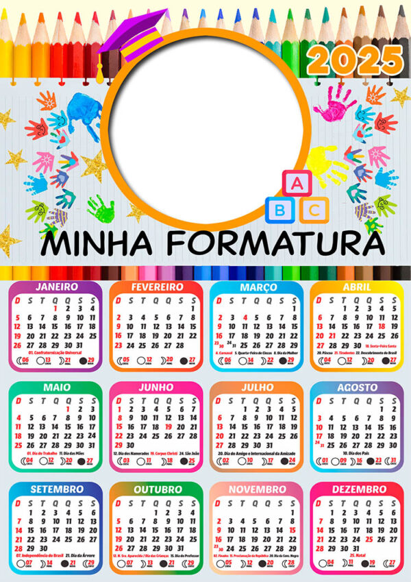 Calendário 2025 Minha Formatura PNG Arte Digital