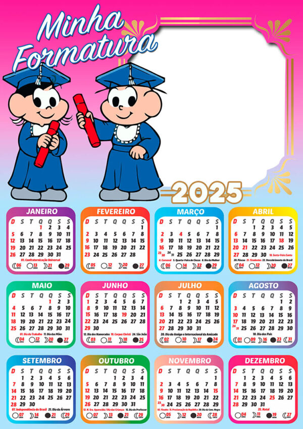 Calendário 2025 para Meninas Minha Formatura PNG Arte Digital