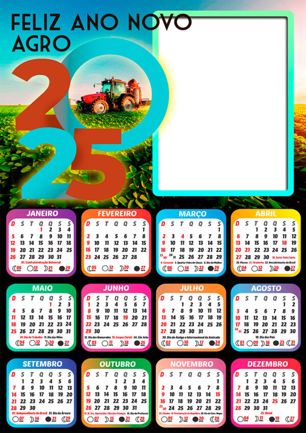 Calendário 2025 Feliz Ano Novo Agro PNG Arte Digital