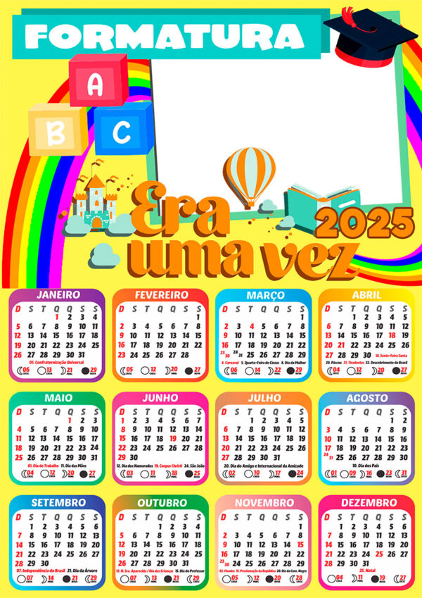 Calendário 2025 Formatura Era Uma Vez PNG Arte Digital