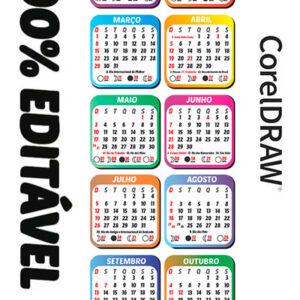 Calendário 2026 CDR Colorido Vetor Vertical 2 x 6