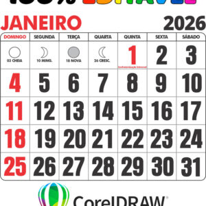 Base de Calendário 2026 Editável Mini Folhinha em Corel Draw CDR