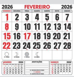 Calendário 2026 Folhinha Vetor CDR Editável - CalendárioLegal