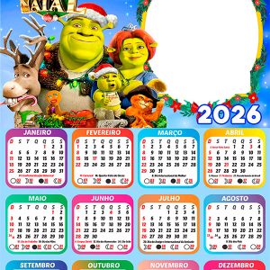 Calendário 2026 A Todos um Sherek de Natal PNG Arte Digital
