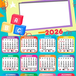 Calendário 2026 ABC Formatura Infantil PNG Arte Digital