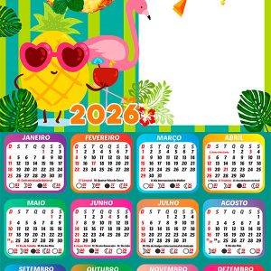 Calendário 2026 Abacaxi PNG Arte Digital