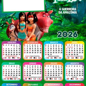 Calendário 2026 Ainbo A Guerreira da Amazônia PNG Arte Digital