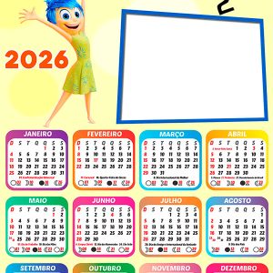 Calendário 2026 Alegria Divertidamente 2 PNG Arte Digital