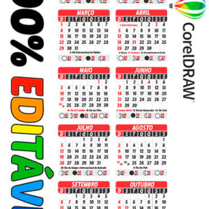 Calendário 2026 CDR Vertical Arquivo Digital Vetor