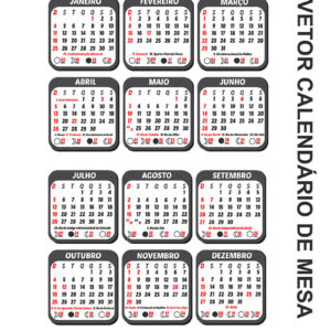 Grade Calendário 2026 de Mesa Semestral Arquivo Digital