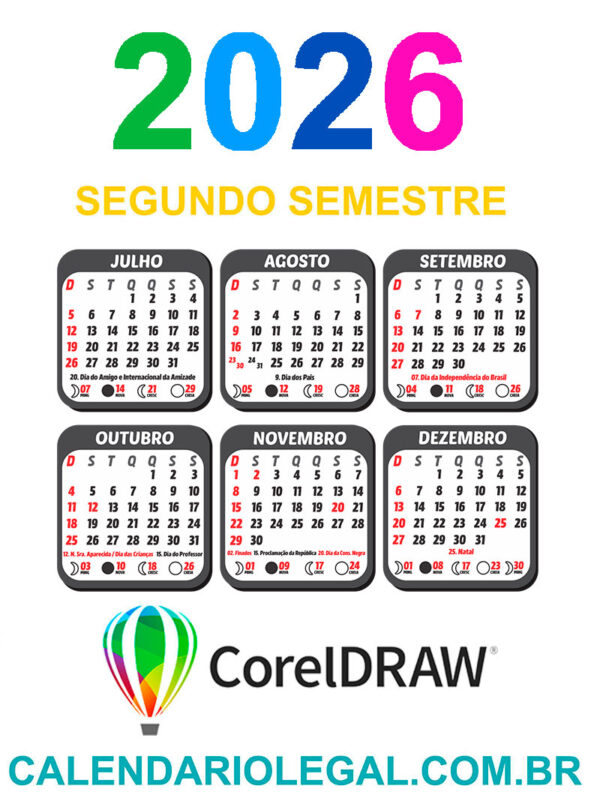 Grade Calendário 2026 de Mesa Semestral Arquivo Digital - Image 3