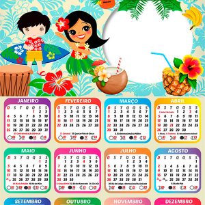 Calendário 2026 Aloha Havaiano PNG Arte Digital