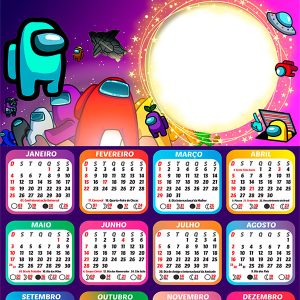 Calendário 2026 Among Us PNG Arte Digital