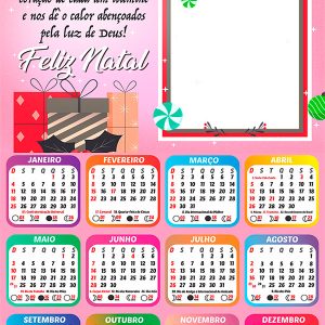 Calendário 2026 Amor Residente no Coração Feliz Natal Arte