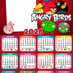 Calendário 2026 Angry Birds PNG Arte Digital