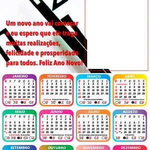 Calendário 2026 Ano Novo Muitas Realizações PNG Arte Digital