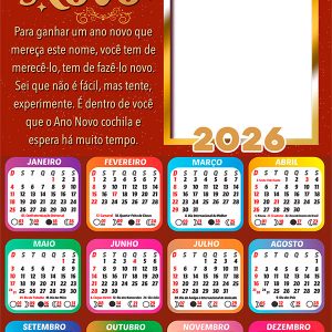Calendário 2026 Ano Novo Você tem tem de Merecê-lo Arte Digital