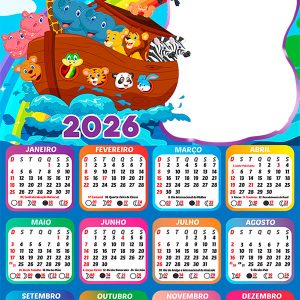Calendário 2026 Arca de Nóe PNG Arte Digital