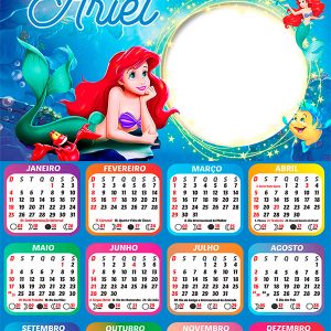 Calendário 2026 Ariel PNG Arte Digital
