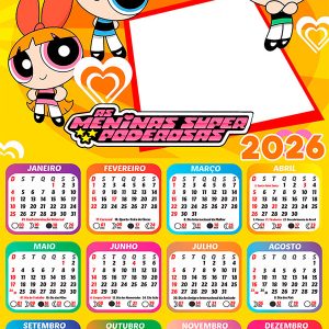 Calendário 2026 As Meninas Super Poderosas PNG Arte Digital
