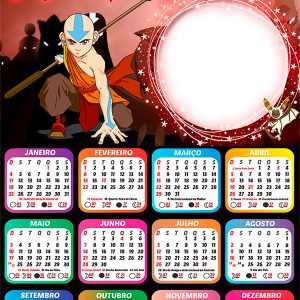 Calendário 2026 Avatar A Lenda de Aang PNG Arte Digital