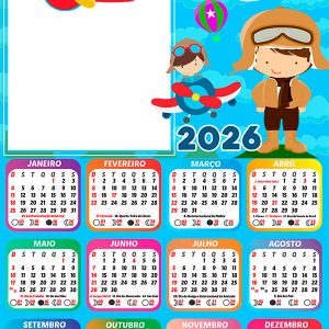 Calendário 2026 Aviador PNG Arte Digital