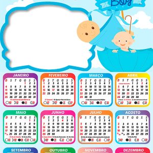 Calendário 2026 Baby Boy PNG Arte Digital