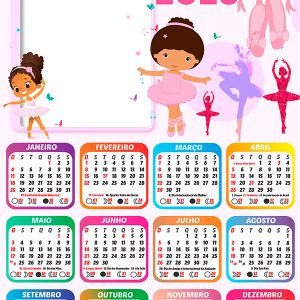 Calendário 2026 Bailarina Morena PNG Arte Digital