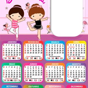 Calendário 2026 Bailarinas Desenho PNG Arte Digital