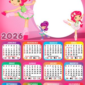 Calendário 2026 Ballet Moranguinho PNG Arte Digital