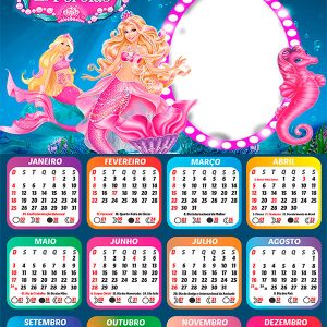 Calendário 2026 Barbie A Sereia das Pérolas PNG Arte Digital
