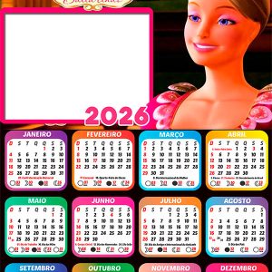 Calendário 2026 Barbie Bailarinas PNG Arte Digital