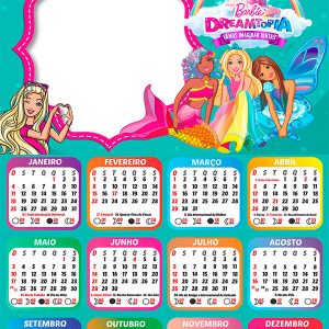 Calendário 2026 Barbie Dreamtopia PNG Arte Digital
